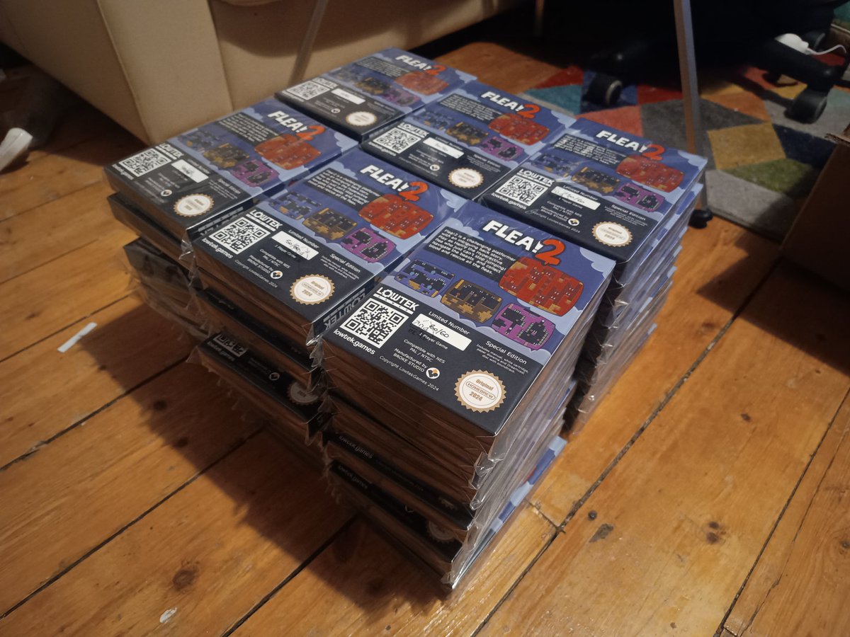 Wallmasterr's tweet photo. Done with all the collectors editions for #flea2
Now I just gotta get them boxed and shipped
#nes #nesdev #gamedev #indiegame #indiegamedev #dreamcast https://t.co/FpLDjSy1T0