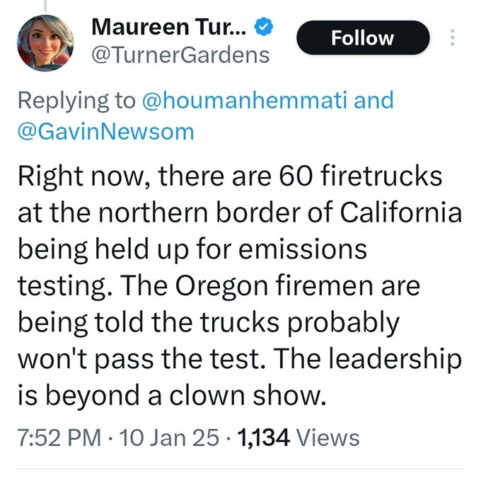 TrumpWeTrust's tweet photo. #ArrestNEWSOM
#1ArsonSUSPECT #GovNewsom defers rescuing #OUTofState #FireTrucks to get #EmmissionTested before dosing FIRES🔥while Fires are emitting toxic #AirPOLUTION!
@RealDonaldTrump @SidneyPowell1 @GenFlynn
@JennaEllisEsq @RandPaul @DrPaulGosar
#IndictSOROS #SorosBeingFundedByAmerica to #DestroyAmerica #USMilitaryTribunalCourt #USSJC #USSupremeCourt @JudicialWatch @IntlCrimCourt
@KarimKhanQC @UN @UNHumanRights
@antonioguterres @volker_turk @UNOCHA
@UNGeneva @UN_HRC @hrw @EuroMedHR
@realAlexJones @Libertytarian @JamesOKeefeIII
@WallStreetApes @RealBroNat @RealStewPeters
@elonmusk @RepThomasMassie
