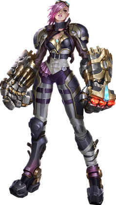 MeldropArt's tweet photo. I saw someone say that Vi from lol isn’t designed for the male gaze, so please explain to me what part of b00b armor isn’t ’male gaze’ material??? ITS LITERALLY OUTLINING HER CHEST! It’s pretty sh*tty chest protection too. I’m mean c’mon. #Vi #LeagueOfLegends #malegaze https://t.co/ItAfs5OrF0