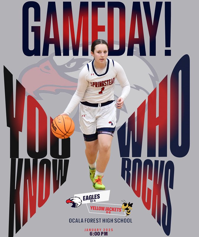 SteadGirlsHoops's tweet photo. Itβs GAMEDAY! The Lady Eagles are ready to soar as they take on the Yellow Jackets of St. Augustine! Letβs pack the gym, bring the energy, and show them what Eagle pride is all about! π¦
Tip-off at 6:00pm at Forest High School βdonβt miss it! #GoEagles #WeOverMe #YouKnowWhoRocks https://t.co/4uCRDF9RWh