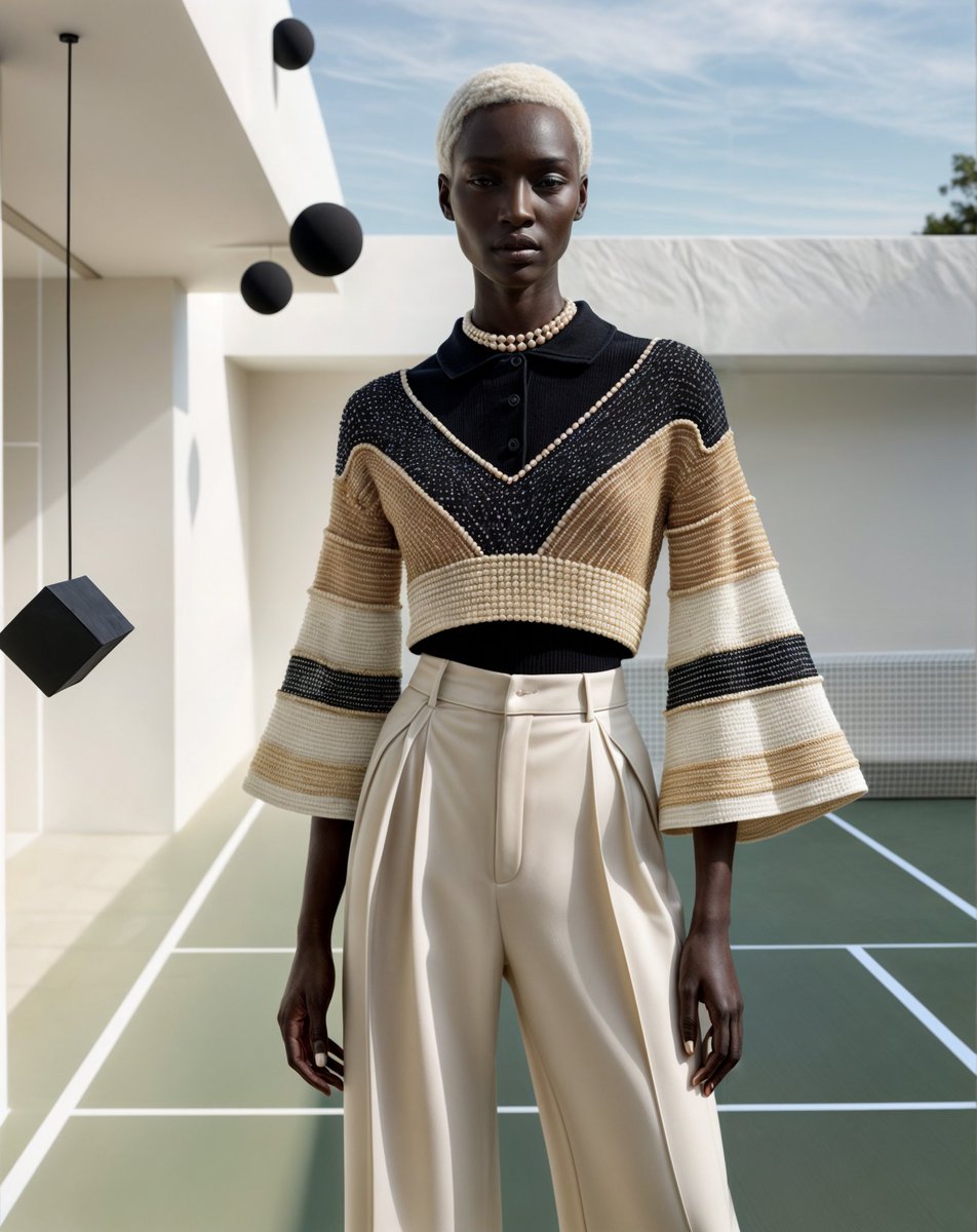 AIFashionClub_X's tweet photo. Court Couture
Embrace the fusion of athleticism and high fashion with this stunning look. The perfect blend of sporty chic and luxurious elegance, making every moment on the court a stylish statement. 🎾✨
#aifashionweek #aiFashion https://t.co/pKgpgp39l0