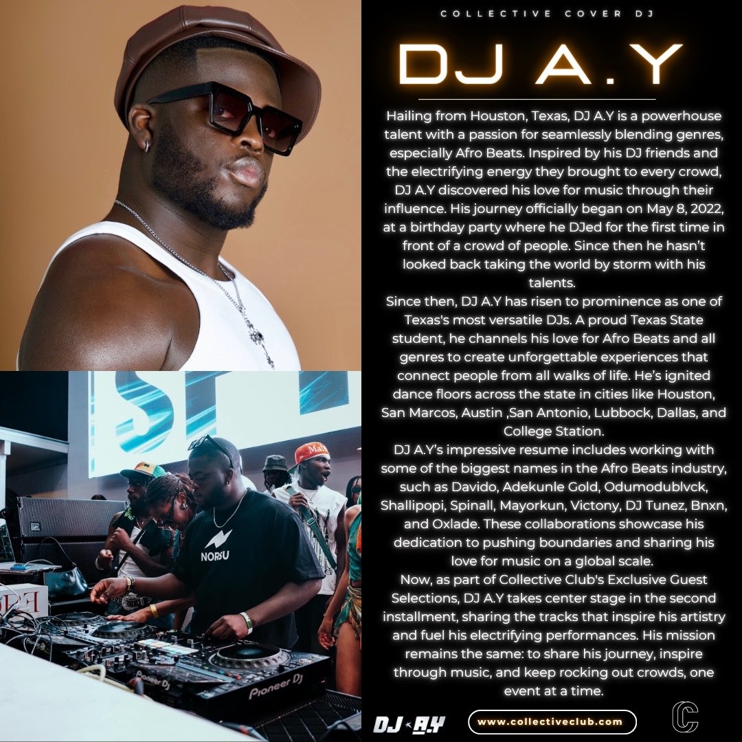 1ClubCollective's tweet photo. DJ A.Y EXECUTIVE CURATION OUT NOW 

LINK IN BIO 🌍 https://t.co/ASHtUYNfu7