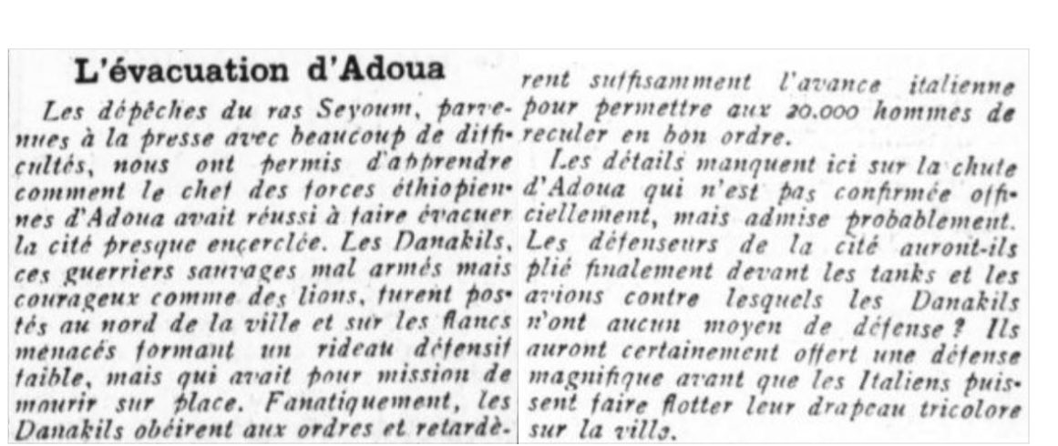 DongoloLoubak's tweet photo. #Aphar, #Afar, The Potter’s Clay The unsung Heros.

A French Journalist, a War Correspondent, to the Second Ethiopian-Italian War in 1935. 
As during the First Ethiopian-Italian War and the victories of Dogali 1887 and Adou on March 1, 1896. Then recently in December 2022, the War against the Tigrayan Proxy, the Afars are the unsung heroes of these victories. 1896 Emperor Menelik, in 1935 Emperor Haile Selasié, in December 2022 Abiy Ahmed and Berhanu Julu have reaped all the laurels of these victories.

I quote part of the article:

“…..The Danakils, these fierce warriors, poorly armed, but courageous as lions, were posted to the north of the city and on the threatened flanks, forming a weak defensive curtain, but whose mission was to die on the spot. Fanatically, the Danakils obeyed orders and delayed the Italian advance long enough to allow the 20,000 men to retreat in good order. 
Details are lacking here on the fall of Adwa, which is not officially confirmed, but probably admitted. 
Will the defenders of the city have finally given in to the tanks and planes against which the Danakils have no means of defense? They will certainly have offered a magnificent defense before the Italians could fly their tricolor flag over the city.

Remember folks #Afar are the Ephramite, Ephraïm Messiah’s Yesu/Issa( Jesus ) #Army in waiting: 

Hear it from the horse’s mouth:

1 Samuel 17:12-58 New International Reader's Version
12 David was the son of Jesse, who belonged to the tribe of Ephraim. Jesse was from Bethlehem in Judah. He had eight sons. When Saul was king, Jesse was already very old. 

New King James version 1 Samuel 12 17

12 Now David was the son of an Ephrathite named Jesse, who was from Bethlehem in Judah. Jesse had eight sons, and in Saul’s time he was very old.

CONTINUITY and CONTIGUITY of the Afar/Aphar African Creed: 

Aphar, Afar, Afaru, ( [A] Faran( Babylonians, Esagila, Plain of Dorra ), Ephron( Canaanites/Hittites ), Ephraim, Ephrathit ( Israelites ), Ephors, Ephori, Ephoros, Iphicratis ( Greek Macedonians, Athenians, Cretans ), Apharnabasus, [A] Fares ( Akkadians, Elamites, Mede, Persians,, Epher, Aphra, Aphrodites (fille d'Aphra), Ophir, Ophren,( Turks ), Epha, Afri, Afer, Africanus, Afrinius, Afranius ( Romans, Carthaginians )Afrakeush, Afrakoosh ( Moors, Maures, Amazighs/Berbers, Tuaregs, Fula ), Afraka Kemet/Egypt…..Avaris Hyksos/Hyksu Capital ), Aphatis Macedonia Capital. Aphar Homerites/ Hymyarite Metropolis in Arabia Felix.