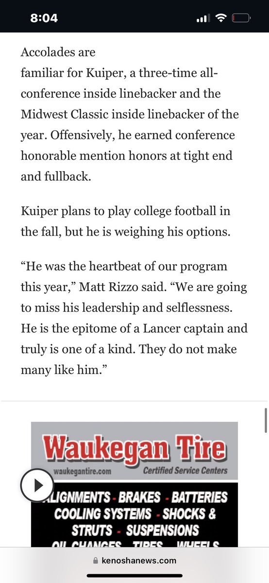 CamKuiper's tweet photo. Grateful to be recognized on the All County Team with all of my teammates ‼️ #FAMILY @Matt_Rizzo13 @SJCA_FB https://t.co/upEfh5slyL