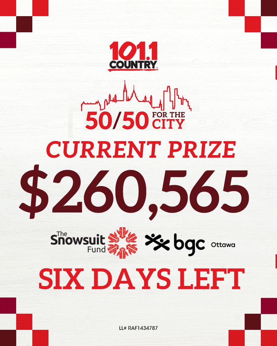 🎉 PRIZE UPDATE 🎉

$260,565 &amp; growing as we post this!

Jacob won OVER $400,000 🙌
Judy won OVER $500,000  😱
Luc won OVER $460,000 👏

How much will YOU WIN? 🔥

🔁 Repost to let everyone know!

TICKETS: bit.ly/5050forCity

#ontario #prize #raffle #ottawa #radio