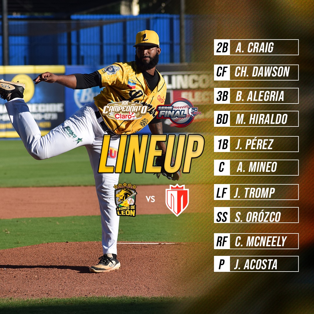 Listos para otro emocionante juego en el Estadio Rufo Marín de Estelí, así salen nuestros Leones De LEON - Oficial para el juego 4 de la Serie Final que favorece al Tren del Norte 2-1.