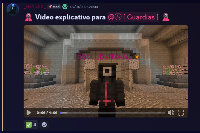 ByNickX's tweet photo. @SpreenDMC ¿Buscan guardias? 
He dedicado mi tiempo libre a mantener una comunidad en minecraft de los squid games. Organizando más de 8 minijuegos y con premios como son rangos permanentes o cuentas de minecraft premium. Sería un tremendo honor poder participar en este evento como guardia. https://t.co/q58B36Z0so