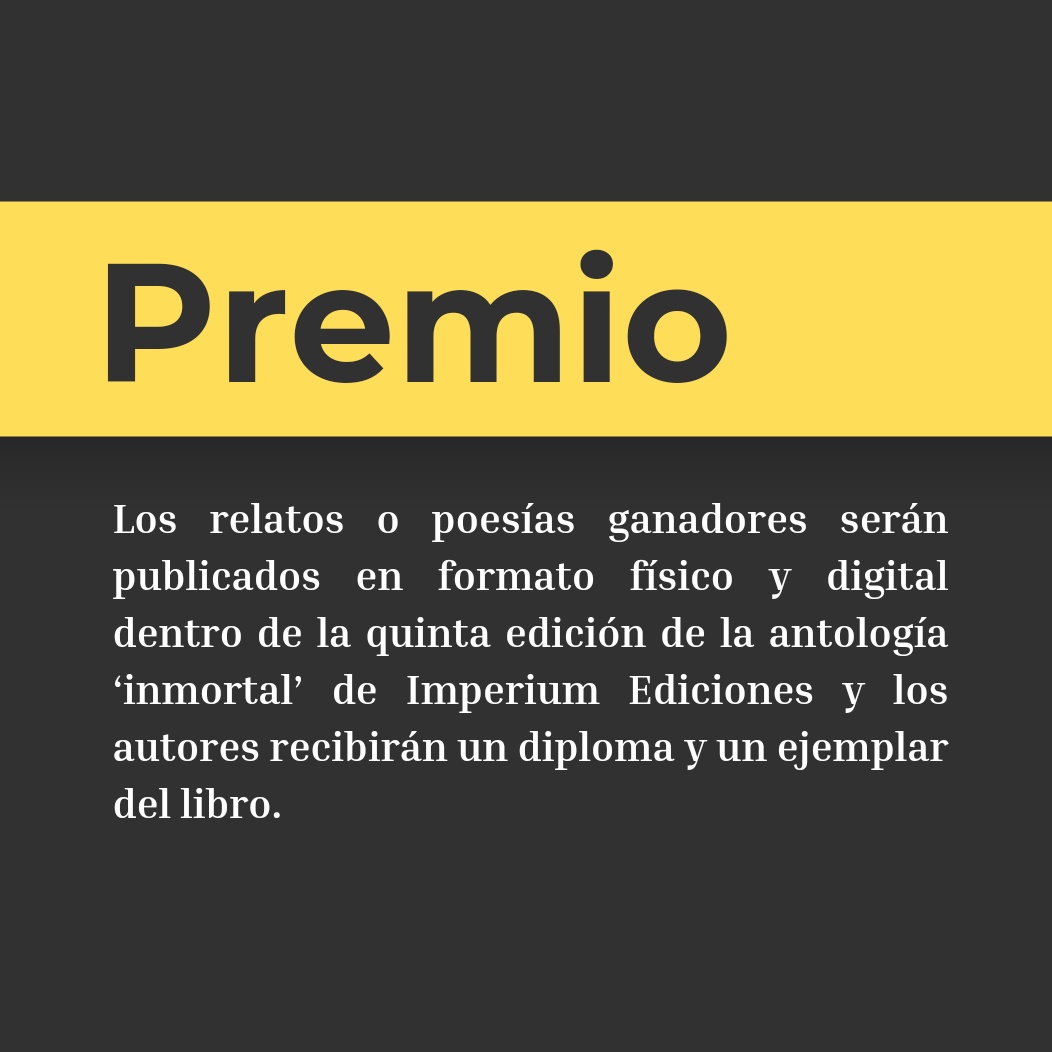 imperiumedicion's tweet photo. ¿Te gusta escribir? ¿Eres o tienes alguna relación con Zaragoza? ¡Apúntate al VI Concurso Inmortal de Imperium Ediciones! 

Escribe un relato de máximo 600 palabras del género y estilo que quieras. La única condición es que las historias deben estar relacionadas con  Zaragoza. https://t.co/b0vR06xwNs