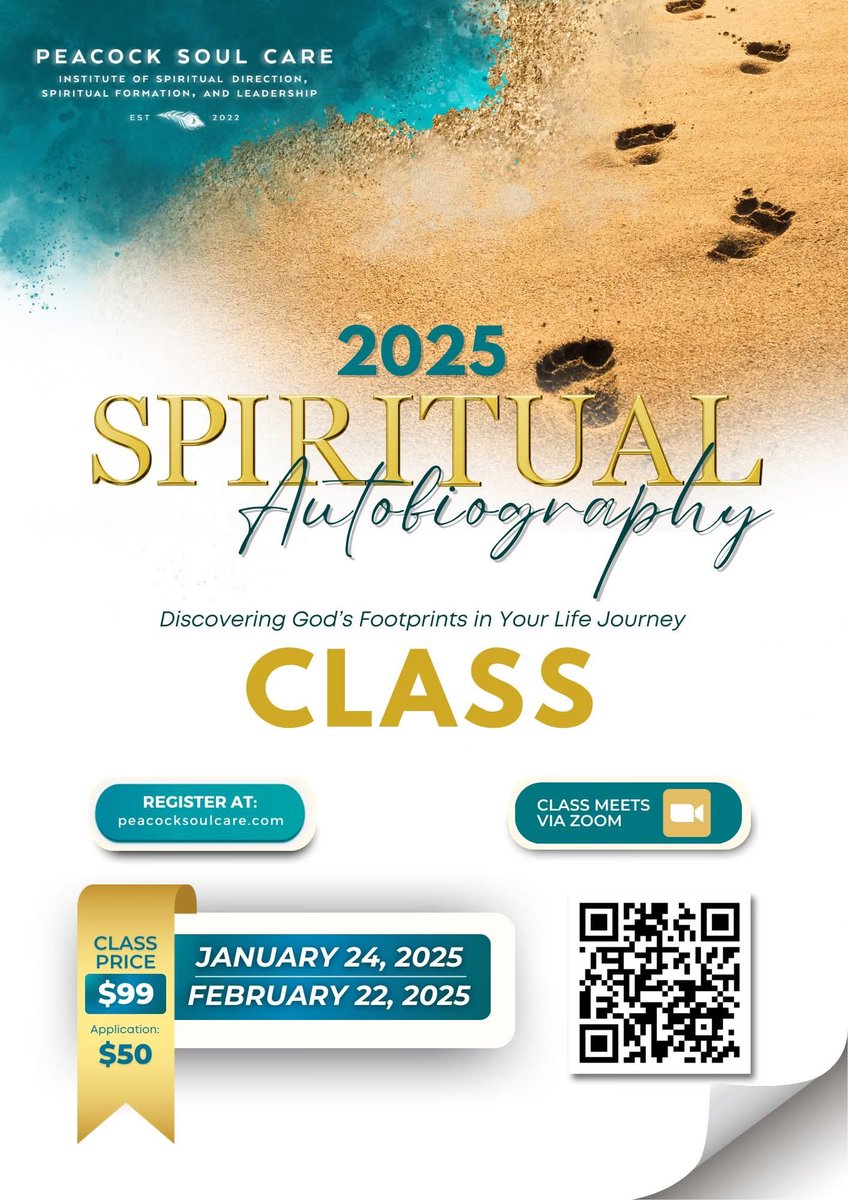 Everybody....yes you....Writing your Spiritual Autobiography is one of the best gifts you can give to yourself or someone else. This discipline will make a major impact on your life.  See how God has connected the dots of your journey. Register today @ peacocksoulcare.com.