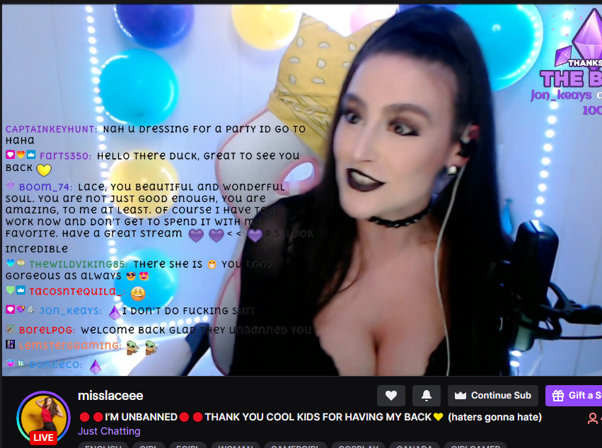 MissLaceee has been unbanned! Now we can all sleep soundly!

She turned goth though