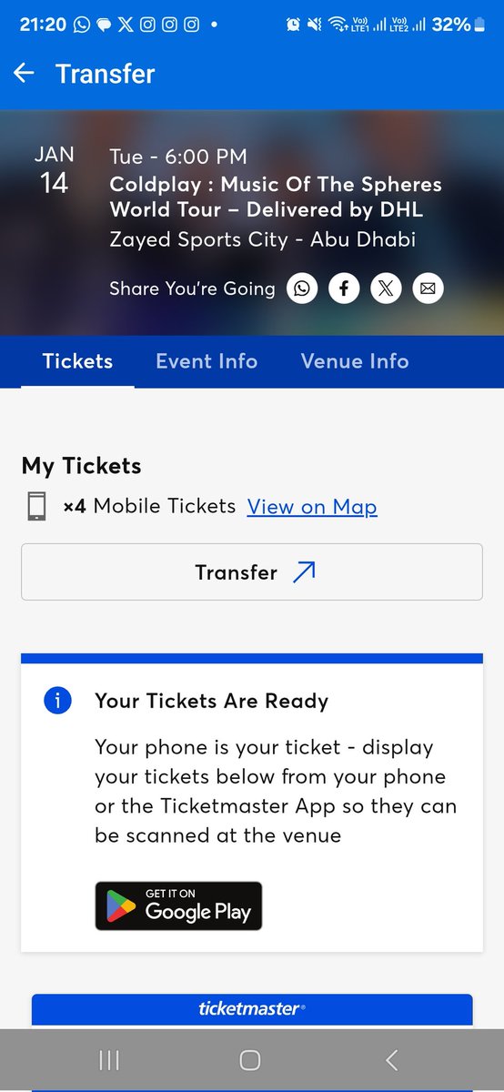 azurah1969's tweet photo. Update:
For Sale 1x 🎟 Coldplay Ticket
When: 📅 14 Jan 2024
Where: Zayed Sport Stadium Abu Dhabi
Category 2 (Gold) Reserve Seating https://t.co/4bohe9b2gh