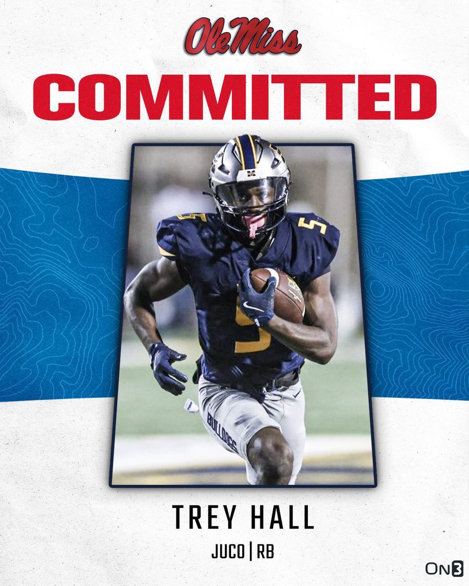 2025 (<a href="/MGCCCBulldogs/">MGCCC Athletics</a>) JUCO RB <a href="/HallTreyvion/">TreyHall 〽️</a> commits to Ole Miss <a href="/OleMissFB/">Ole Miss Football</a>