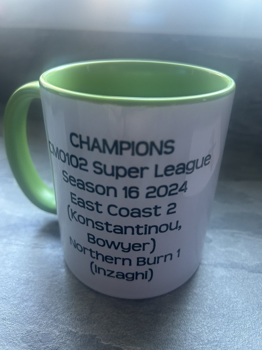DimbleCM's tweet photo. The traditional mug has arrived so it must be official 🏆 

East Coast Cosmos: CM0102 Super League Winners

Thanks to Alf for sending, a legend of the league.

@cm0102SL @alfbridge43 https://t.co/tstT5DztM1