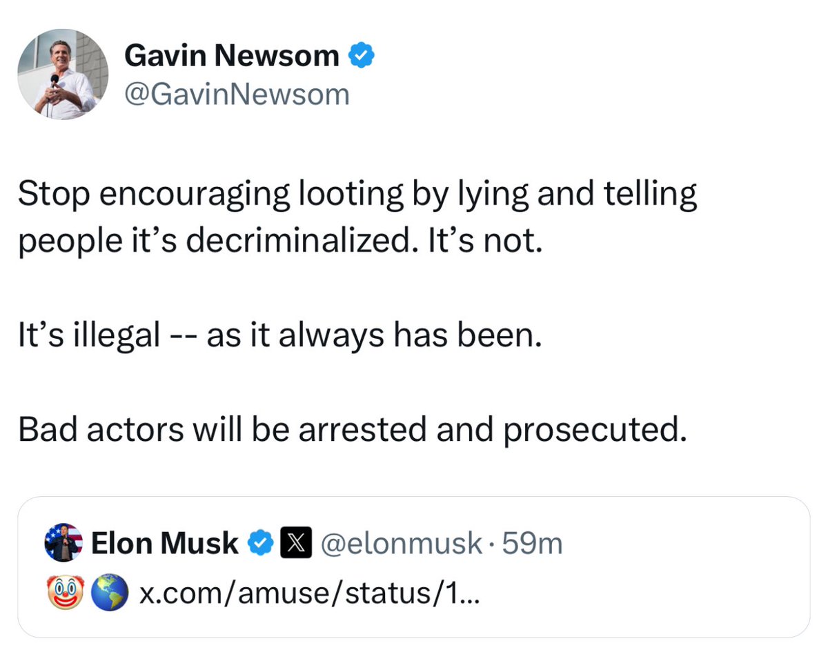 BOOM! Gavin Newsom just DEMOLISHED Elon Musk and his LIE that looting is “legal” in California. No more lies from MAGA. Let’s start pushing back every single time.