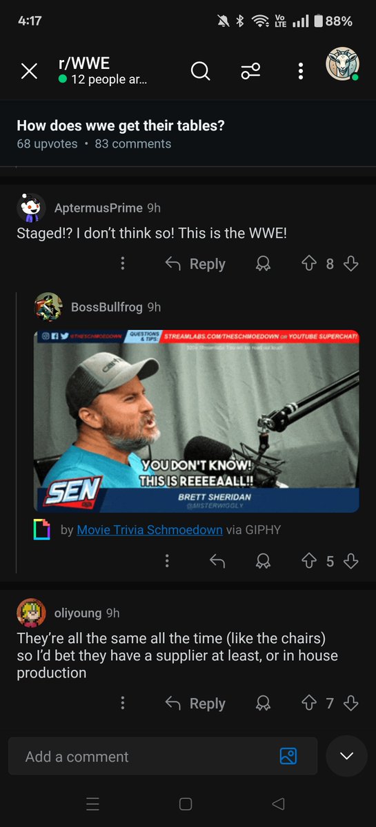 andrewgoat's tweet photo. @KristianHarloff Keeping with tradition of me telling you when people mention you or your content in other places I saw this randomly today on WWE reddit and thought you might get a chuckle. https://t.co/wfsduQC86G