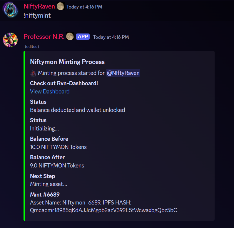 NFTRVN's tweet photo. Here is a #Niftymon #mint demonstration. 

The #Niftymon #sponsor will replace the demonstrated sponsor @RVN_DASHBOARD space on the mint embed.

Plenty of mints left. Lots more eyes.

#Ravencoin - #Niftymon is looking for a sponsor! https://t.co/ROdhymX5uq