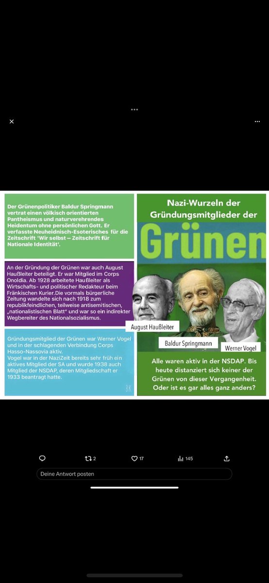 ArissMario2015's tweet photo. @simonhauser_ @MatthiasGastel @roberthabeck Wie kann man als junger aufgeklärter Mensch so eine Partei unterstützen die von SS Nazis gegründet wurde?
Schlägt Dein moralisches Gewissen nicht an wenn Du an die Opfer von #BaldurSpringmann denkst!
#GrüneNazisverbieten https://t.co/GZ8t4OtOcI