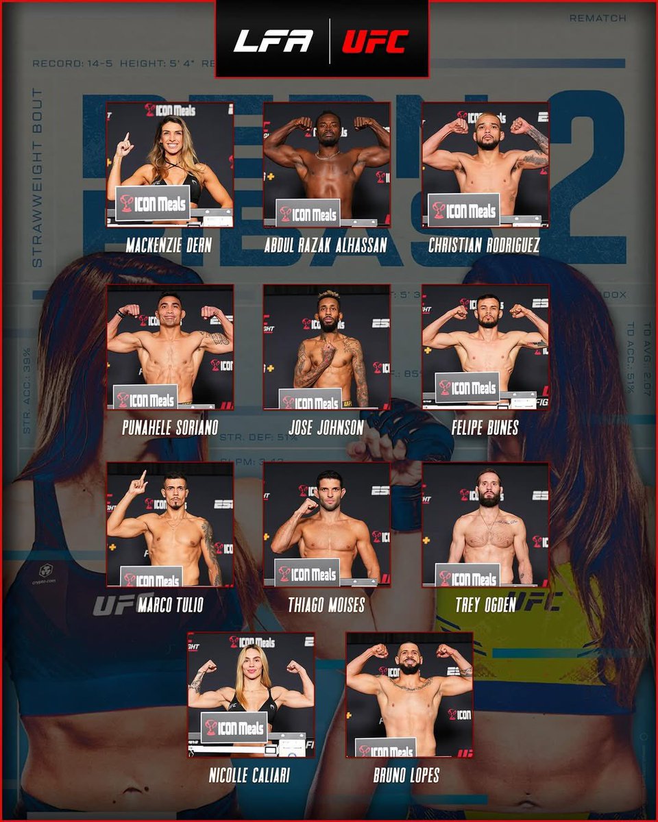 LFAfighting's tweet photo. Good luck to these LFA greats!
@MackenzieDern
@JudoRazak
#ChristianRodriguez
@Puna185
@JoseJohnsonMMA
@BunesFelipinho
#MarcoTulio
@ThiagoMoisesMMA
@MarathonMMA
@NiCaliari
#BrunoLopes
#MMA
#LFANation
#UFCVegas101 https://t.co/Q471fFWg2b