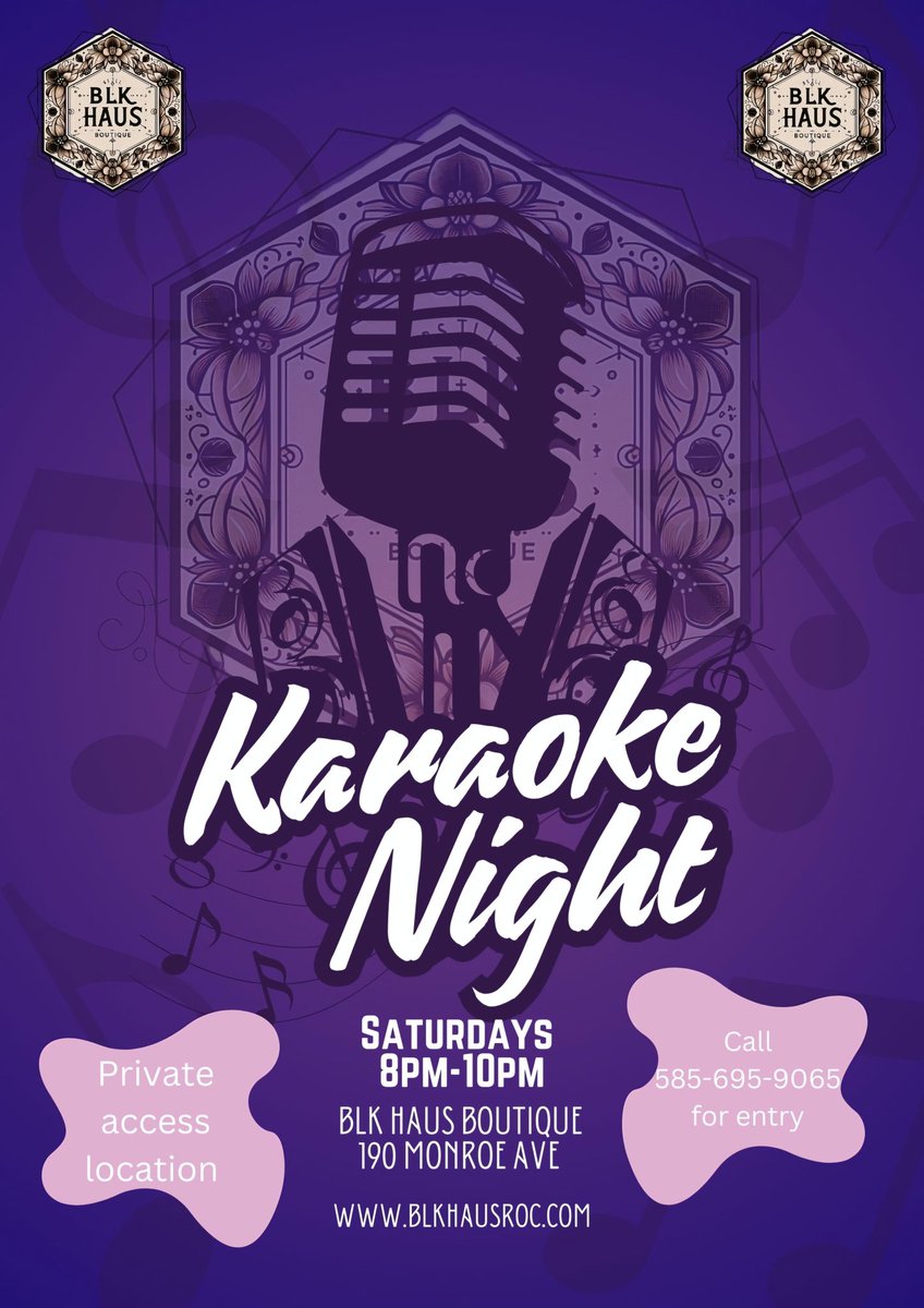 🎤✨ Get ready to unleash your inner superstar at BLK Haus Boutique Karaoke Night! 🎶 Join us for a night of fun, laughter, and amazing performances this every Saturday Night from 8 PM to 10 PM!