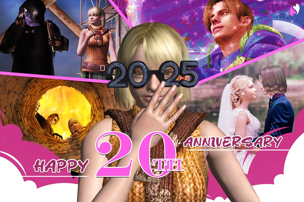 Shimmersoft's tweet image. happy 20th anniversary to resident evil 4! we'll always cherish all the thrilling, often stupid, memories. what's that? you don't remember these scenes? well you must have forgotten. it has been 20 years. go play otome edition if you need a refresher.