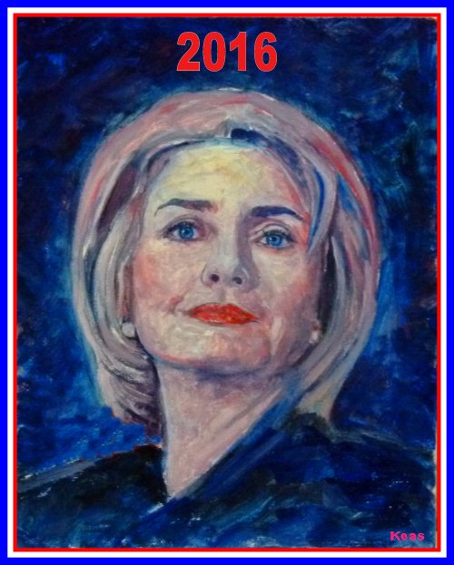 RonKeas's tweet photo. Oil painting of Hillary using only red white and blue paint.- by Ron Keas https://t.co/SBc3p3bOjy