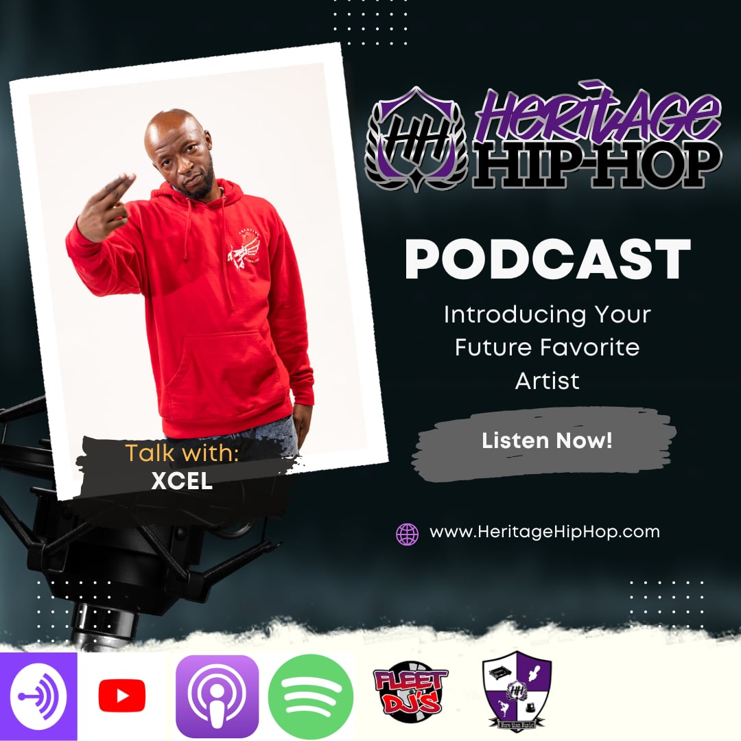 HeritageHipHop's tweet photo. LIVE on @heritagehiphop this Tuesday. @6thmanent brings @xceldagawd7 to the #HeritageHipHopPodcast to talk Hip-Hop #music #kulture #battleraps and creating #songs Join us live on YouTube for this conversation and more. https://t.co/GalCer0kCp