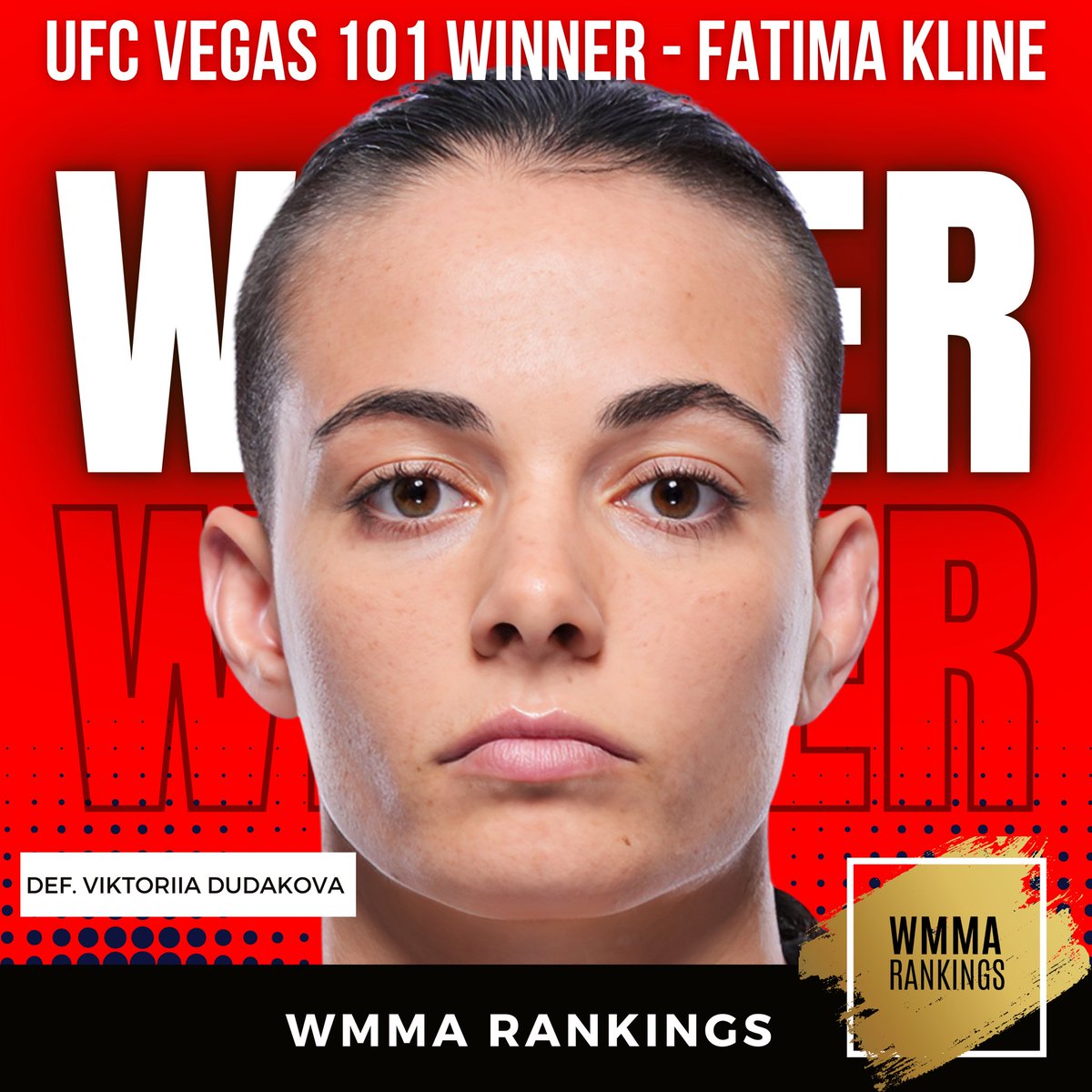 WMMARankings's tweet photo. #UFCVegas101 results: πΊπΈ Fatima Kline def. π·πΊ Viktoriia Dudakova via TKO (elbows) β Round 2, 4:27
#WMMA #UFC #Strawweights https://t.co/wEFL1OPIEJ