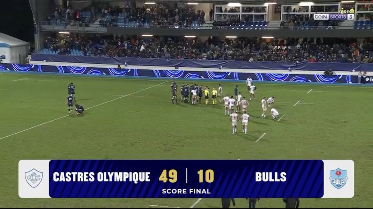 TeamCastres's tweet photo. VICTOIRE DU @CastresRugby !

Après 15 premières minutes difficiles, le CO s'est repris en main et a infligé une belle fessée aux Bulls, avec pas moins de 6 essais dont un triplé de Baget !

49-10. #COBUL #TeamCO https://t.co/QwlBPHtTwX