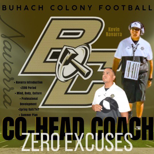 BC Football is excited to announce the full return of Kevin Navarra! 
We will be hosting a mandatory Parent &amp; Player meeting, January 15th in the school theater at 6pm. Fully open to the community! 
Ready to hit the ground running! Time to run it back! <a href="/CoachNavarra/">CoachNavarra</a>