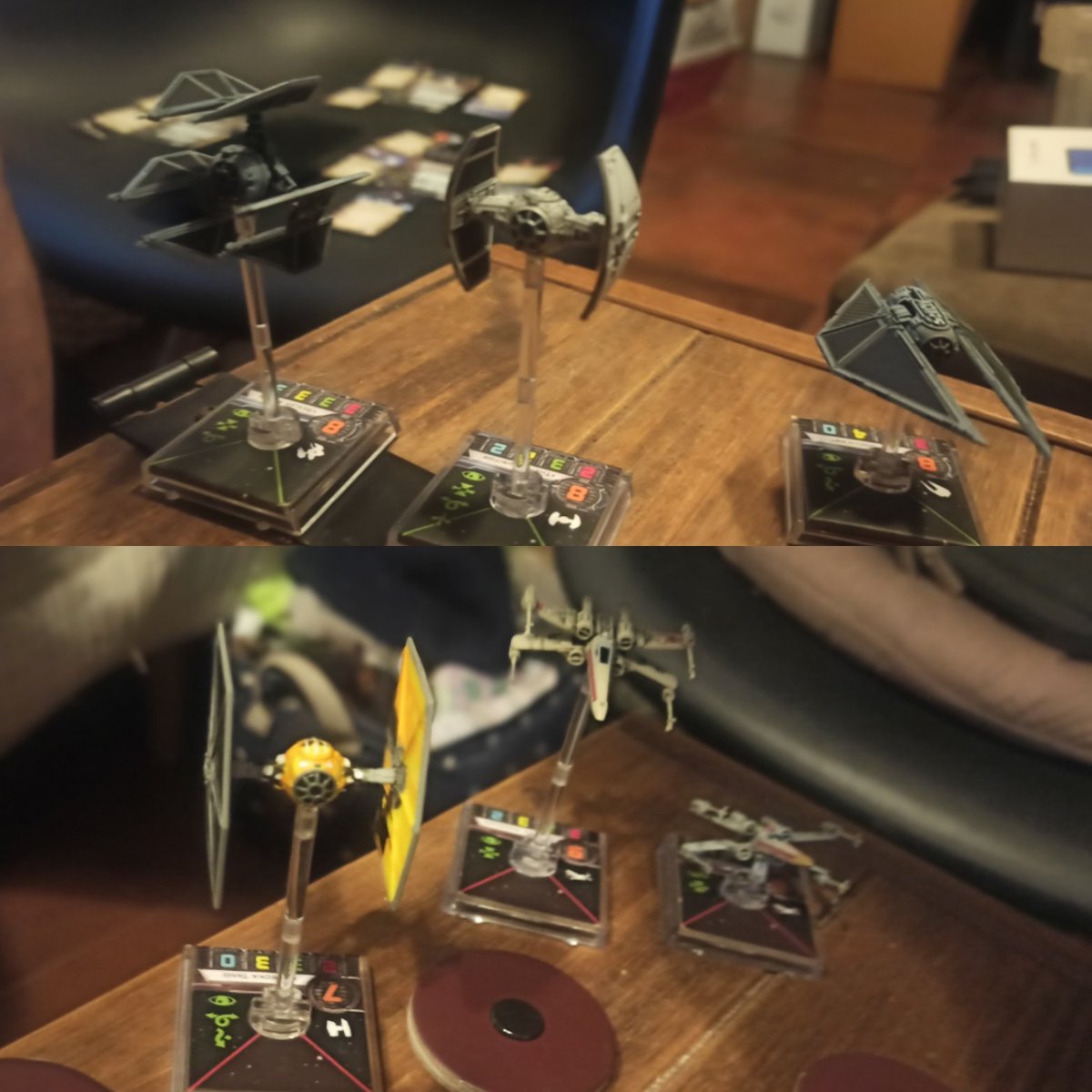 lordmagnusen's tweet photo. Twice the #StarWars fun today! After the RPG session, my pal Andi stayed to play a game of #XWingMiniatures, after over six months of not playing. My rebel fighters managed to beat his imperial fascists, but just barely, it was very close. https://t.co/2MdazeZp0A