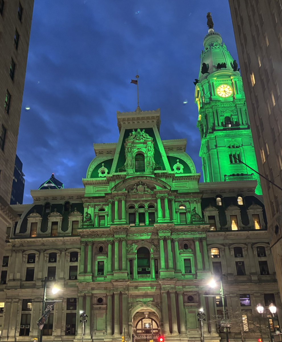 Philly is lit green all over the city tonight. Eagles playoffs tomorrow