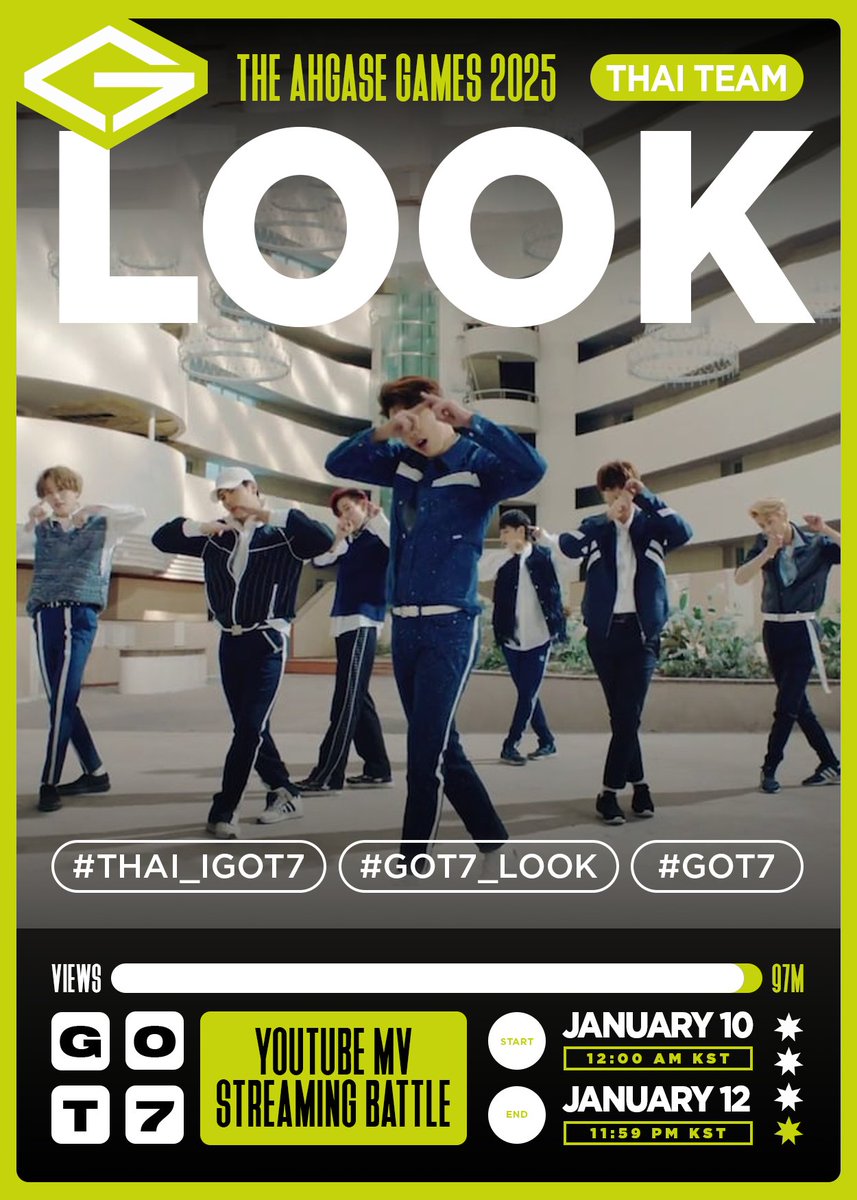 GOT7Pilipinas's tweet photo. [THE AHGASE GAMES 2025]

DAY 3

Time to… HARD CARRY, HEY!!!🔥 

THAI AHGASES⚡️INT'L AHGASES

Let's get LOOK MV and NBTM MV closer to the 100M-view milestone!

#AHGASEGAMES_2025 #GOT7 #갓세븐 @GOT7Official https://t.co/48nMiYnR7C