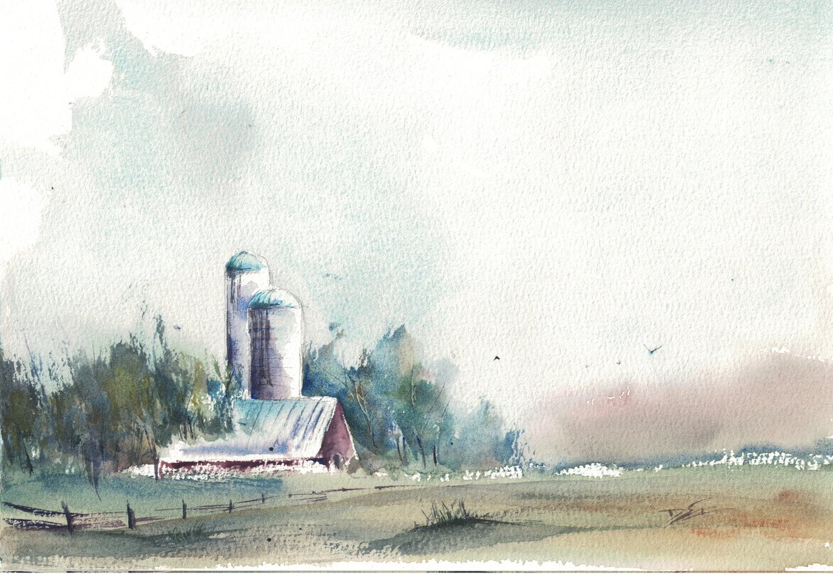Silos #watercolour #watercolor #landscape