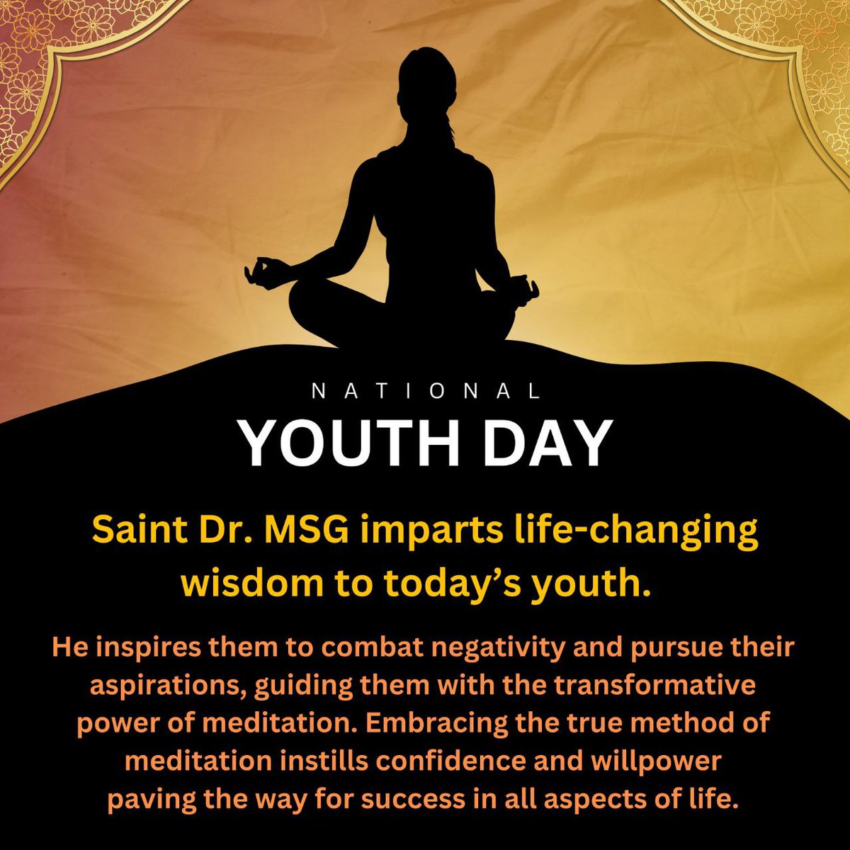 Yogitachopra7's tweet photo. Youth is a powerful asset of the nation,for making youth going into the right direction,Saint Dr MSG Insan has taken significant steps like promoting Vegetarian diet, DEPTH Campaign this encourages them to creativity for the greater good #NationalYouthDay #NationalYouthDay2025 https://t.co/ePPqNThpVv