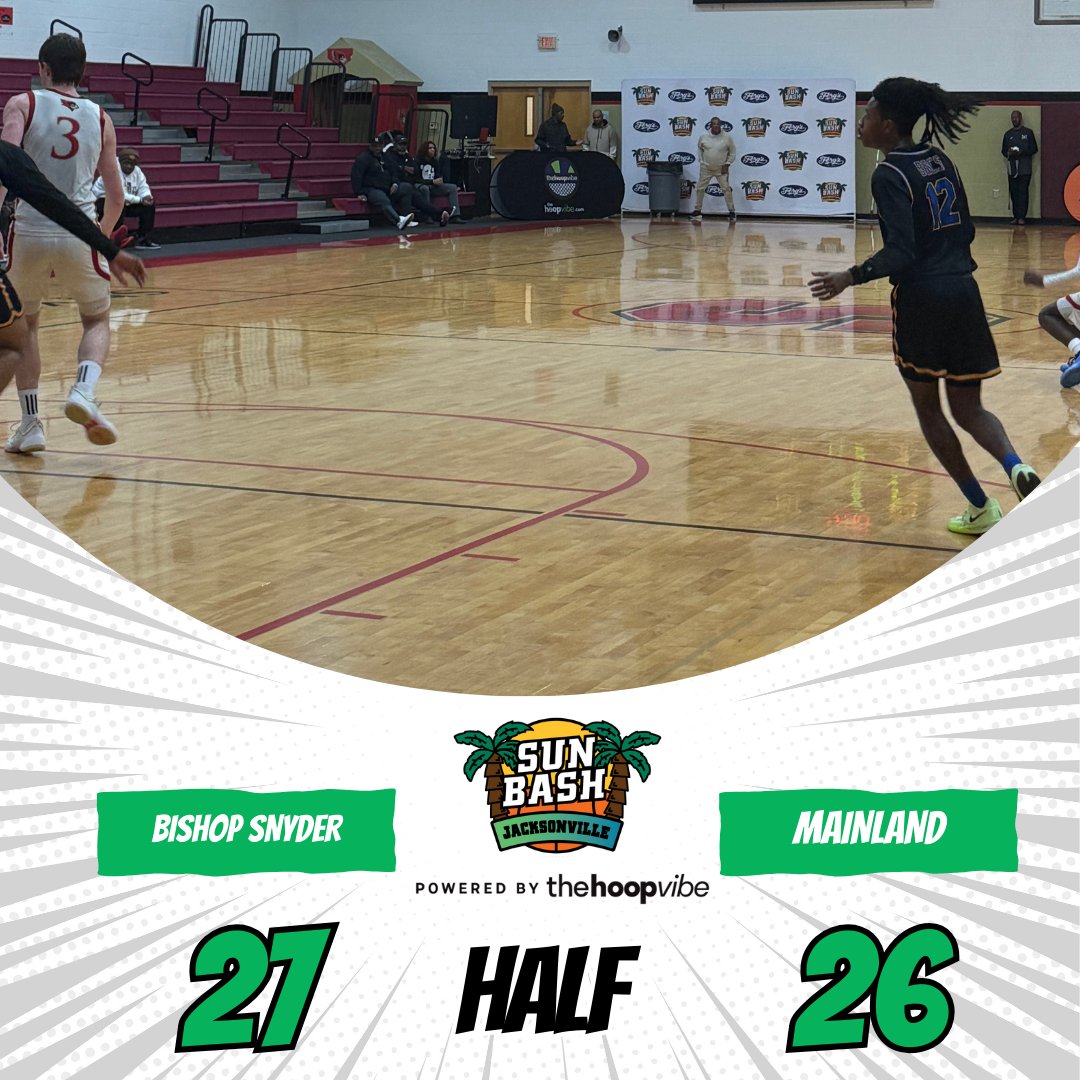 ᴊᴀᴋᴇ ᴘᴇʀᴘᴇʀ (@thehoopvibe) on Twitter photo Game 10: <a href="/sunbashtourney/">Sun Bash</a> Jacksonville
At the half
Bishop Snyder 27
Mainland 26
📊Leaders
<a href="/BJSHoops/">Snyder Basketball</a>
Ryan Turner 14
<a href="/BucPrideHoops/">Mainland Hoops</a>
Beegie Gordon 17 Game 10: <a href="/sunbashtourney/">Sun Bash</a> Jacksonville
At the half
Bishop Snyder 27
Mainland 26
📊Leaders
<a href="/BJSHoops/">Snyder Basketball</a>
Ryan Turner 14
<a href="/BucPrideHoops/">Mainland Hoops</a>
Beegie Gordon 17