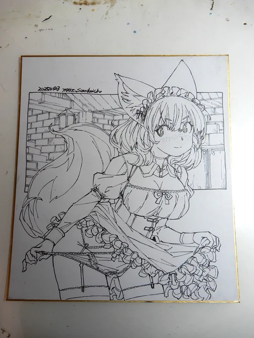 線画。かなり描き込んでいます。 