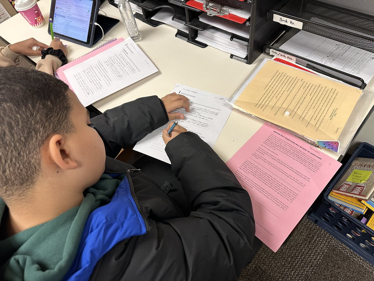 6th grade writers drafting their Theme Essays.  #literaryessays <a href="/bpbroncos/">Boulan Park</a>