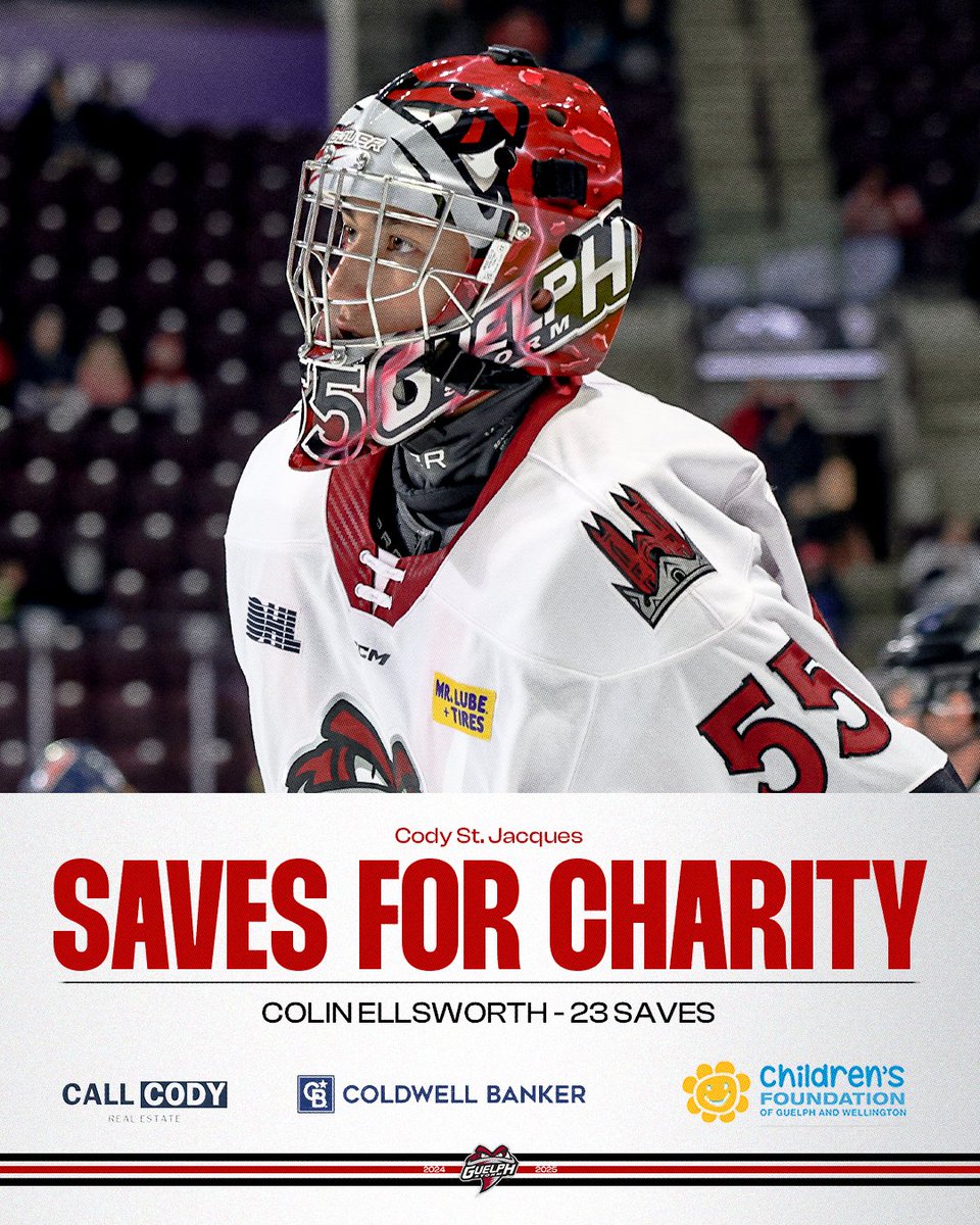 Storm_City's tweet photo. Colin Ellsworth with 23 saves tonight in his first OHL win!  

That means $23.00 goes to the Children's Foundation of Guelph and Wellington!

#StormCity  | #IoftheStorm https://t.co/3Xm5CPgUOf