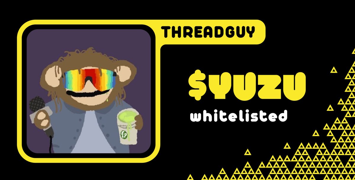 we’re excited to welcome <a href="/notthreadguy/">threadguy</a> to the $YUZU whitelist

his influence at <a href="/probablynothing/">probably nothing</a> and <a href="/monad_xyz/">Monad</a> makes him an obvious pick for what we're building

$YUZU launches tomorrow, stay tuned 💛
