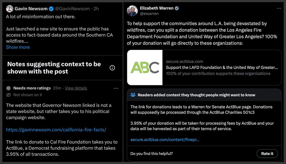WesternLensman's tweet photo. This is insane.

Democrats are busy grifting off the LA fires for donations to ActBlue.

Community Notes is busy exposing the grift. https://t.co/XvAX1388eA