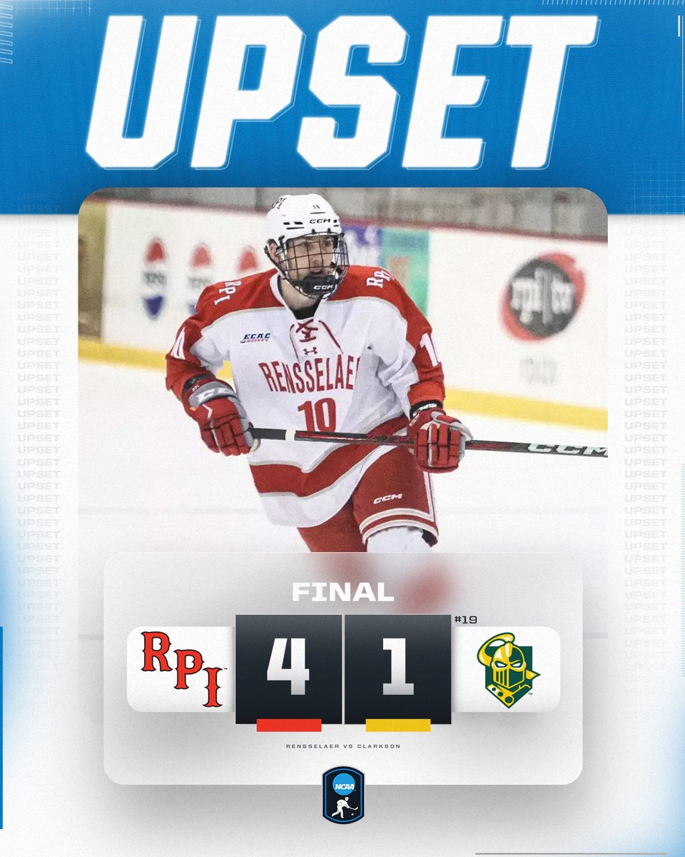 UPSET ALERT! 🚨

<a href="/RPI_Hockey/">RPI Men's Hockey</a> defeats No. 19 Clarkson 

#NCAAHockey
