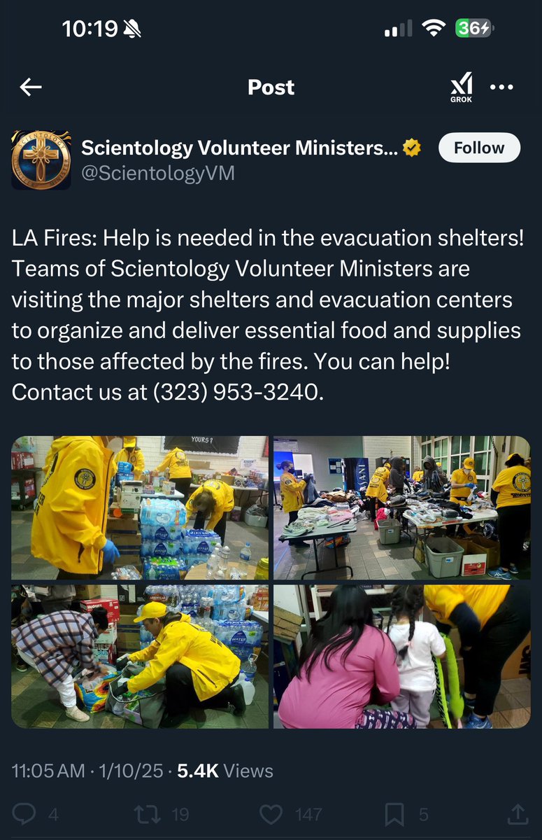 FaatiTheStreet's tweet photo. DO NOT FALL FOR THIS.
The Church of Scientology is commandeering supplies that were donated to others to hand out, and are trying to get volunteers to take their stupid personality test.
#AltTextLAFire #lafires https://t.co/xcrRhcTpSa