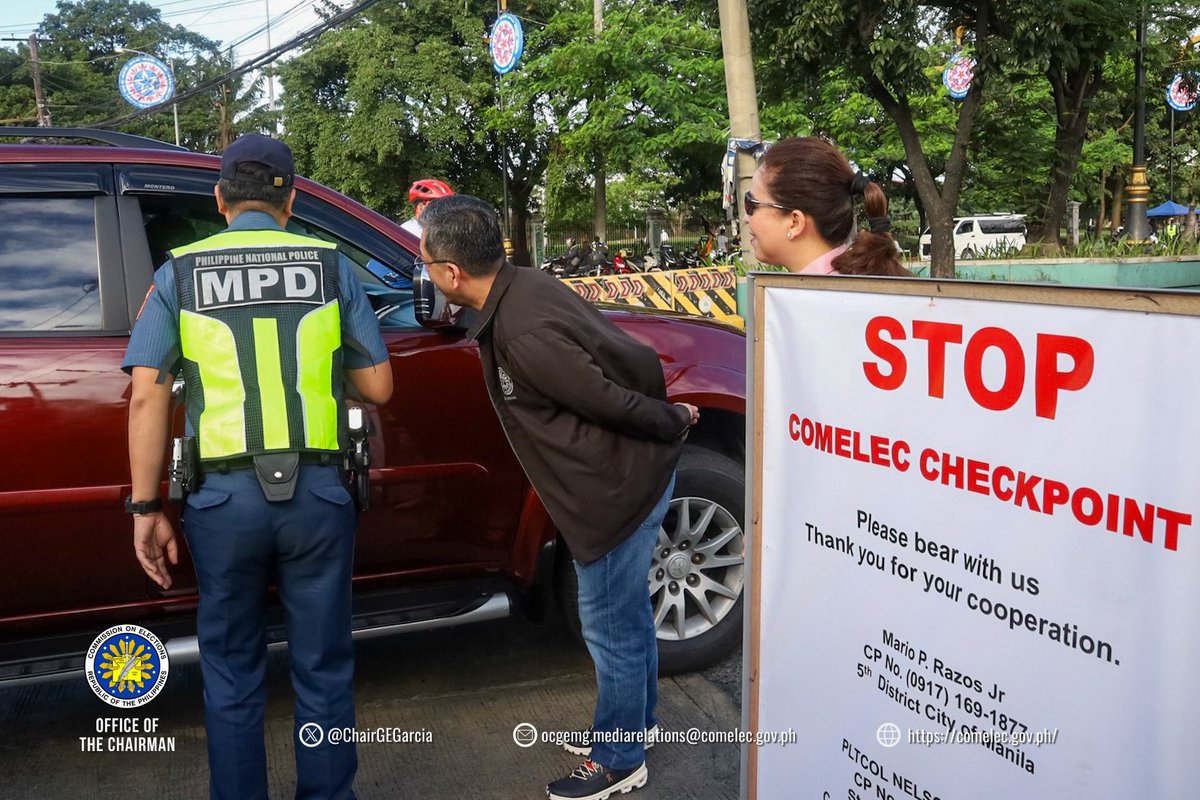 ChairGEGarcia's tweet photo. Inilunsad na po ang @COMELEC checkpoints kasabay ng pagsisimula ng election period at gun ban para sa 2025 NLE, BPE.

Hudyat ito ng pagkakaroon ng kapangyarihan ng COMELEC para magkaroon ng jurisdiction sa bansa na mapanatiling maayos at tahimik ang bansa sa panahon ng eleksyon. https://t.co/DocrOTPVrB
