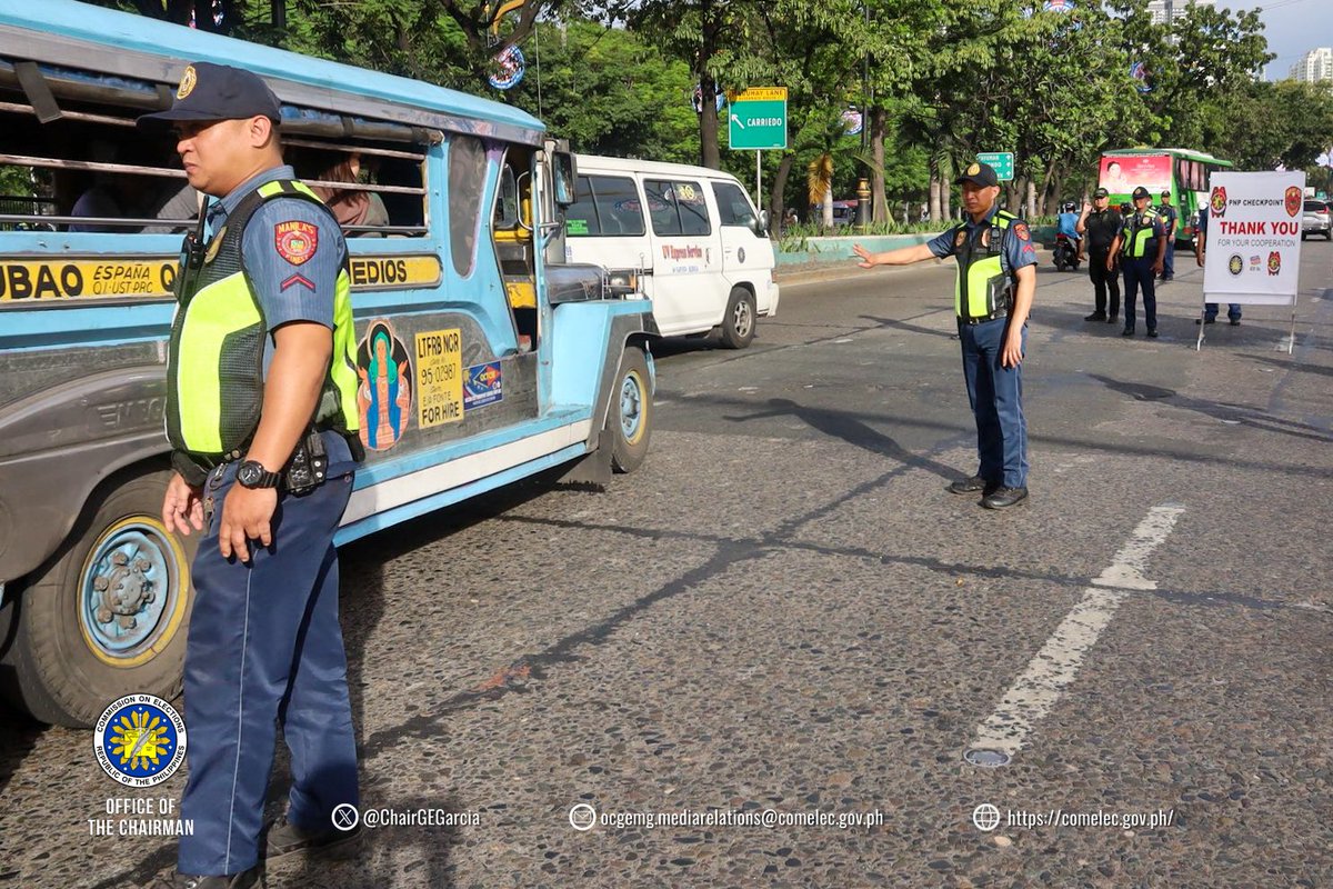ChairGEGarcia's tweet photo. Inilunsad na po ang @COMELEC checkpoints kasabay ng pagsisimula ng election period at gun ban para sa 2025 NLE, BPE.

Hudyat ito ng pagkakaroon ng kapangyarihan ng COMELEC para magkaroon ng jurisdiction sa bansa na mapanatiling maayos at tahimik ang bansa sa panahon ng eleksyon. https://t.co/DocrOTPVrB