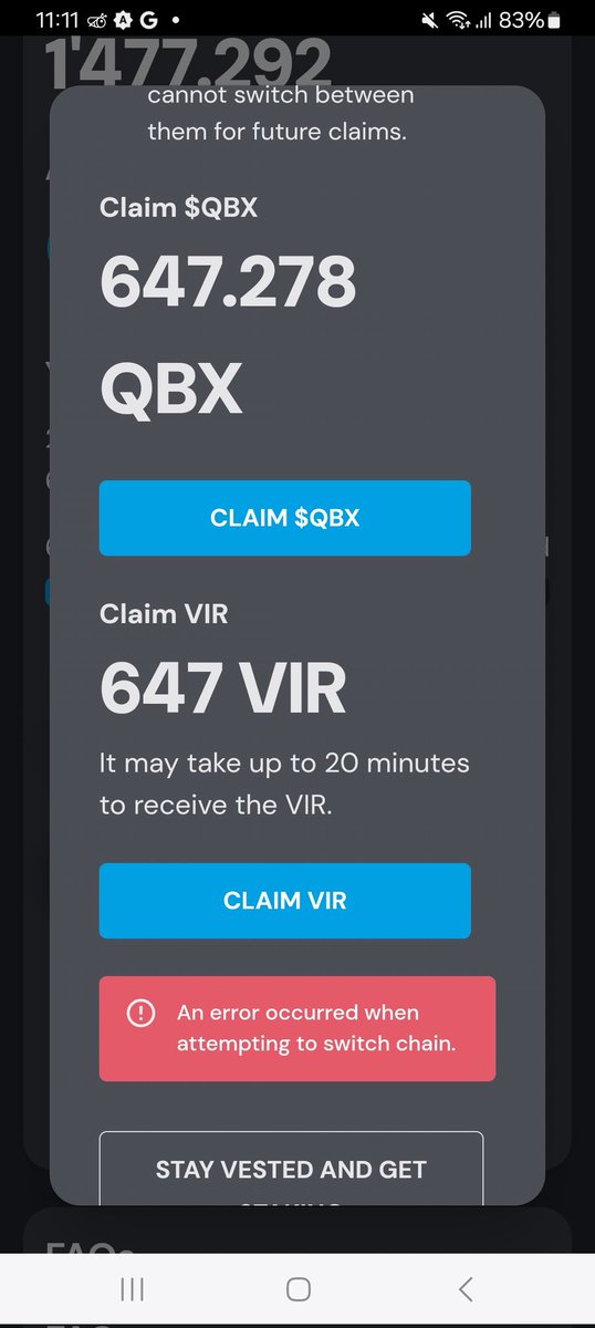 RoyceCutiee's tweet photo. @qiibeefdn @Skynet_for_AI Why i cant claim? https://t.co/692BiAS2ph