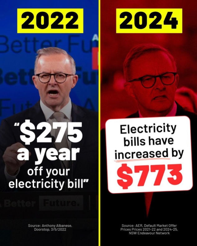 Hey <a href="/AlboMP/">Anthony Albanese</a> you cunt, it’s 2025 so why aren’t my power bills lower?