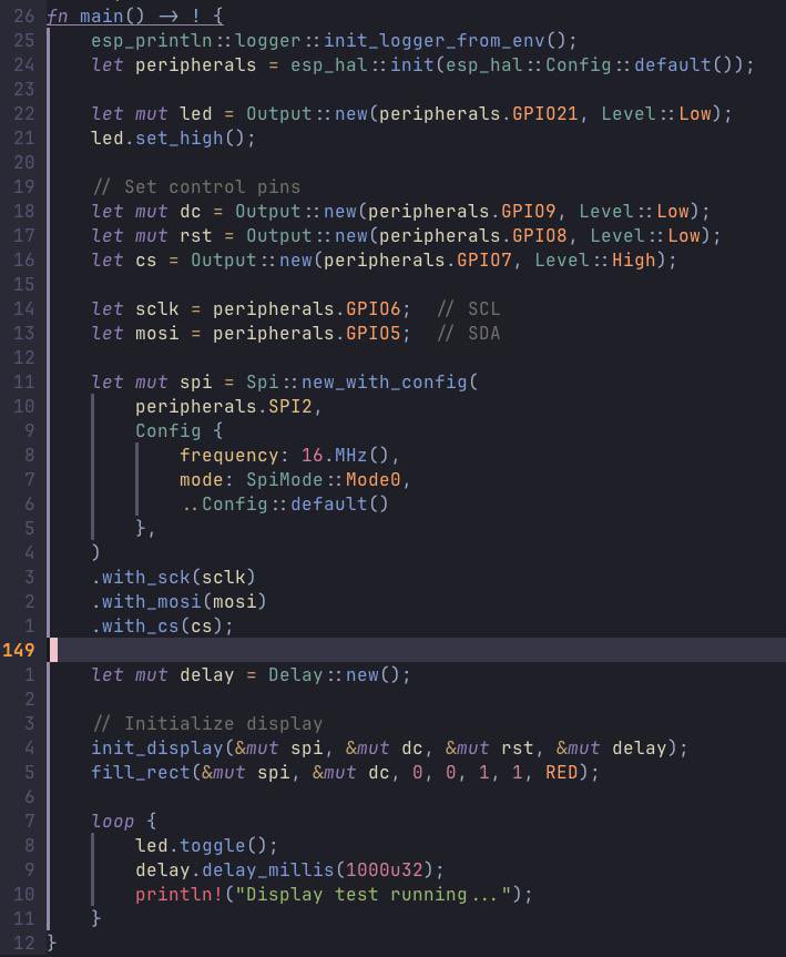 mynamebedan's tweet image. embedded rust is beating my ass right now. there is no driver for this display so i guess i need to write a driver but i can’t find a spec, prob gonna have to read some cpp arduino driver