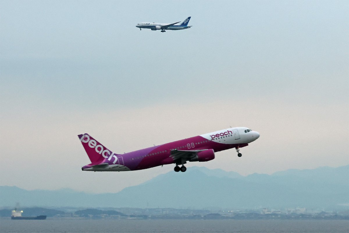 今朝もANAのボーイング787がセントレアで飛行訓練を行っていました。他