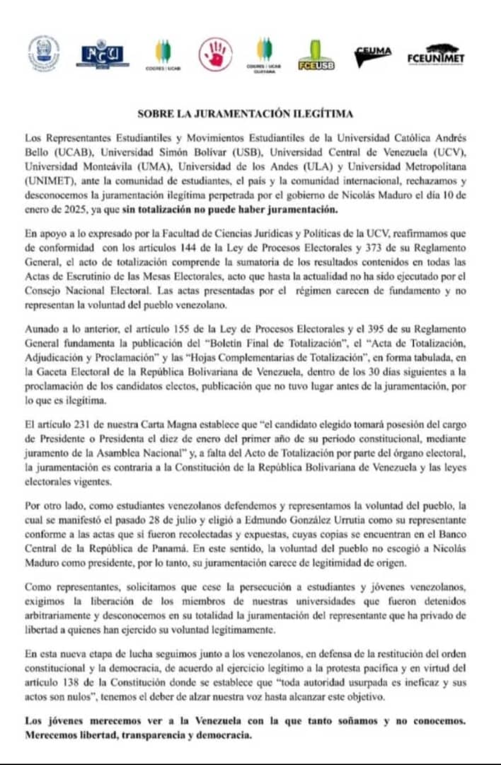 GremioDocente's tweet photo. El sector educativo universitario ante la proclamación de Nicolás Maduro el día 10 de enero https://t.co/N9hN8pYdpk