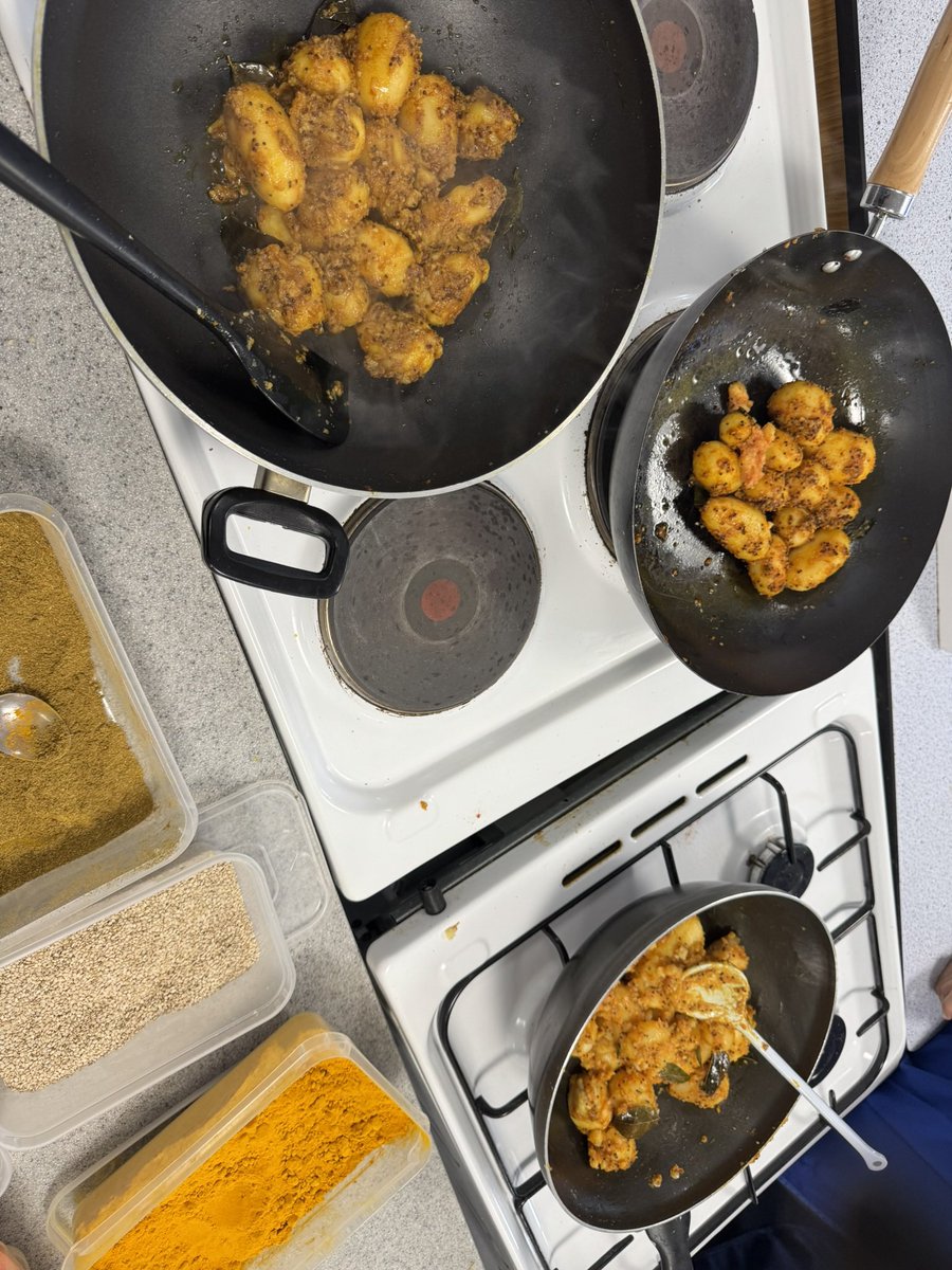 GirlsBolton's tweet photo. During Enrichment, our Year 11 learners had a blast mastering dough making and cooking up delicious Bombay potatoes! From kneading to seasoning, they’re now ready to impress in the kitchen. #CookingClass #FoodSkills #DoughMaking #BombayPotatoes https://t.co/DIpb2kUp7o